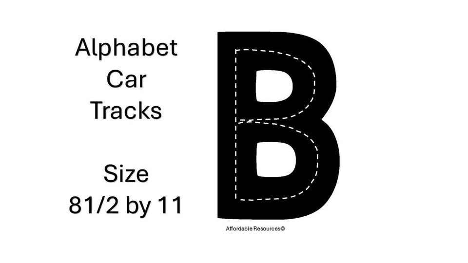 Alphabet Car Tracks Letters.