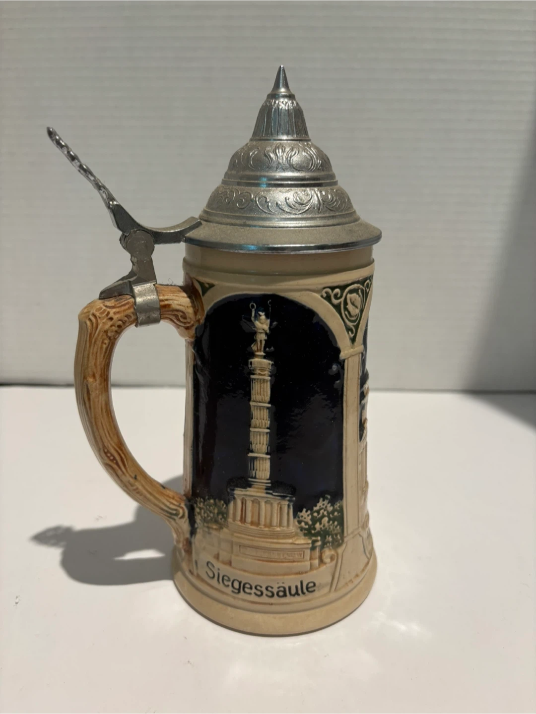 GERZ West Germany Beer Stein Berlin Panoramic Pewter Lid Mug