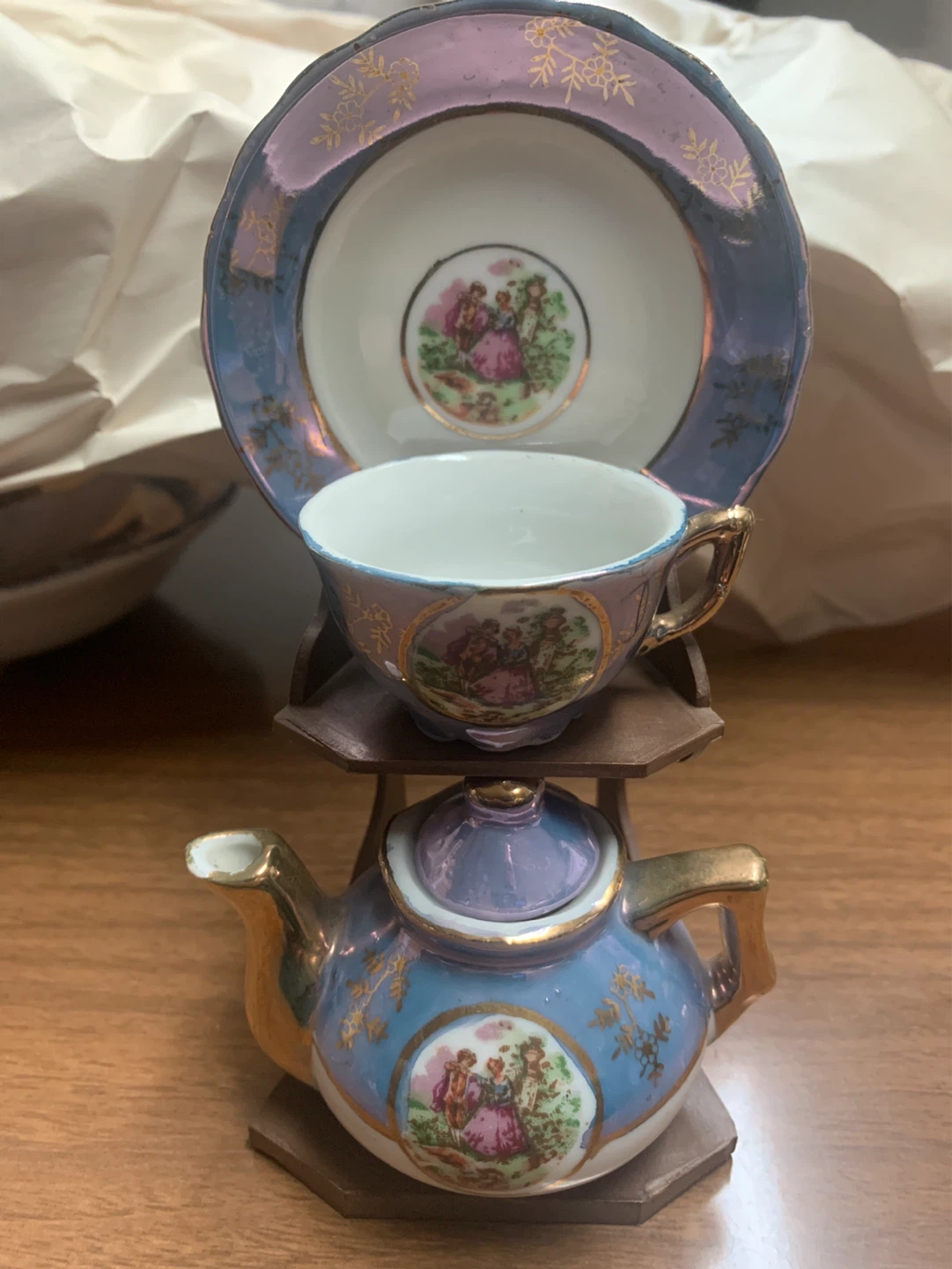 Vintage Miniature Teapot, Teacup and Saucer Set