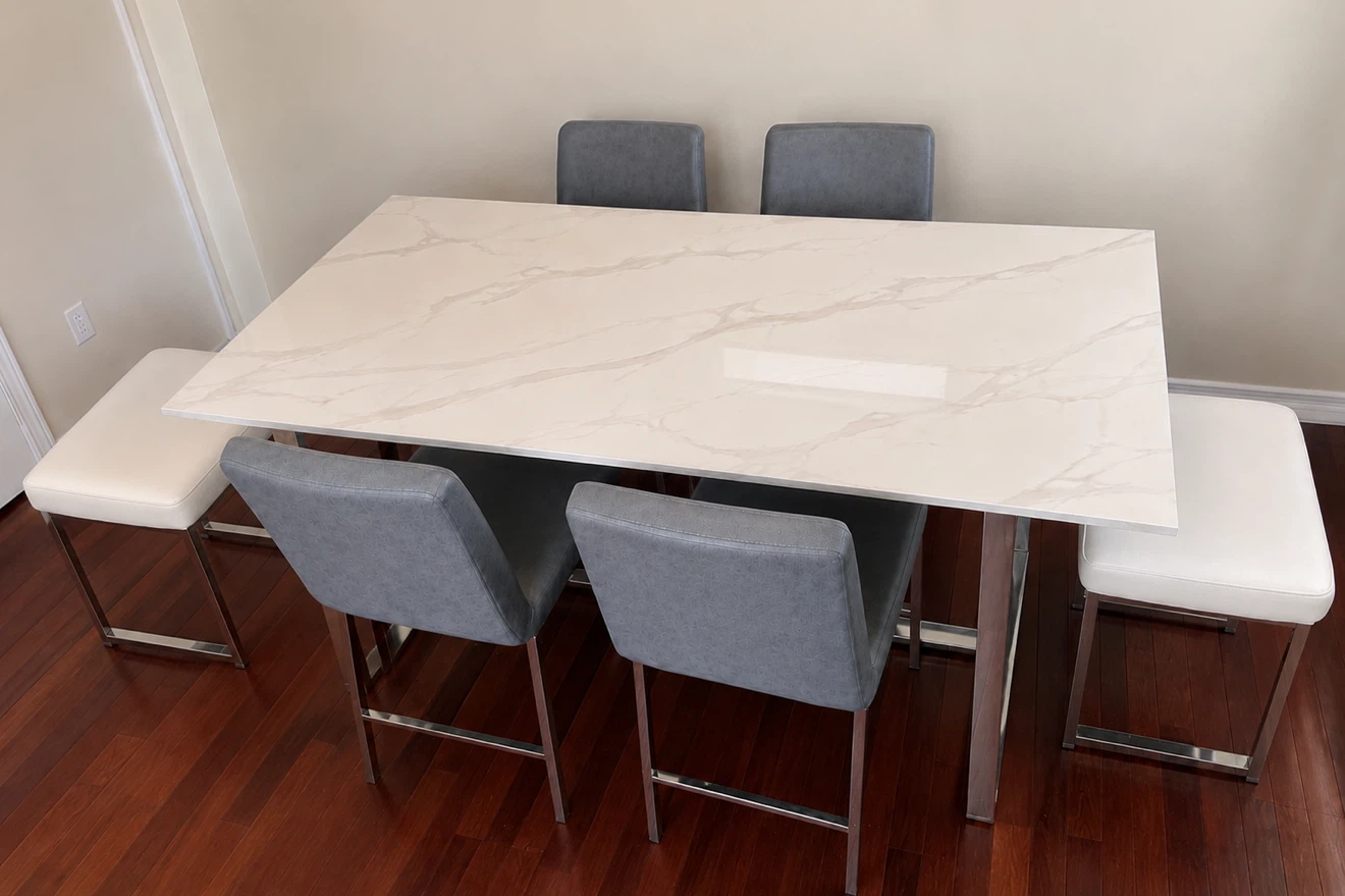 Marble-look dining table + 6 chairs - photo 2