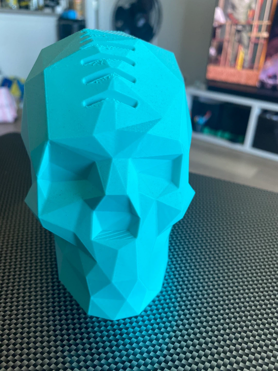 Guitar picks holder - Teal Geometric Skull Desk