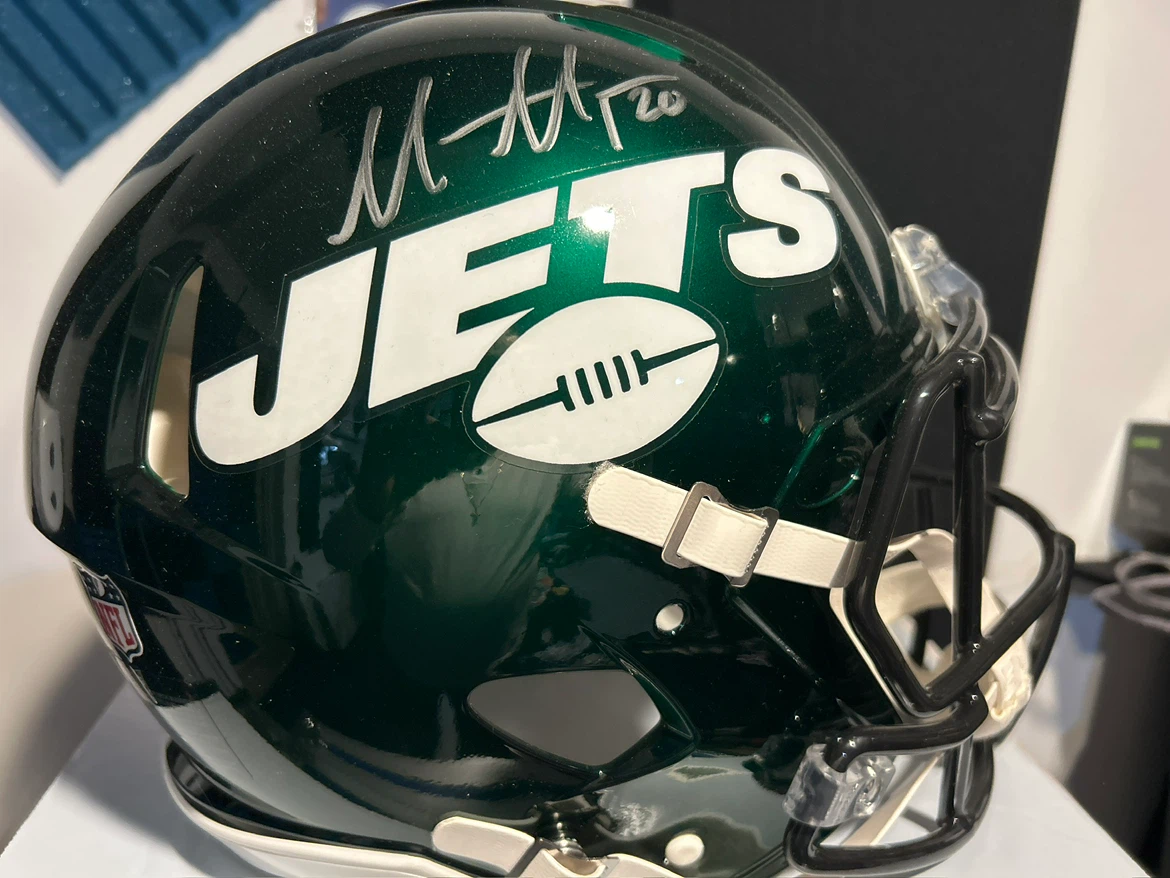 New York Jets Signed Football Helmet & Autographed Football