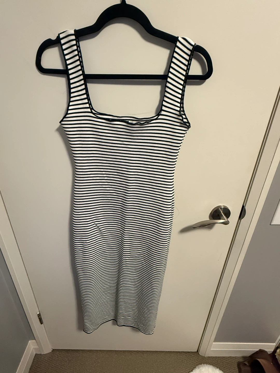 Zara Striped Ribbed Midi Dress