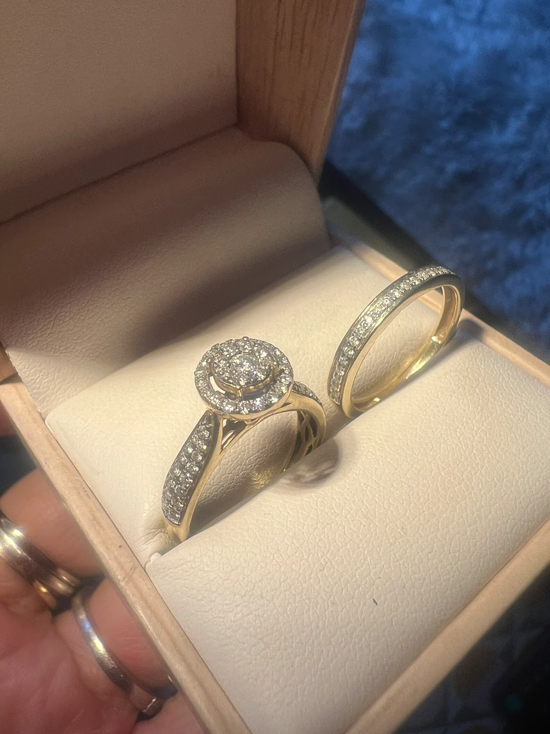 10 k Diamond Engagement Ring Wedding Band Set - photo 3