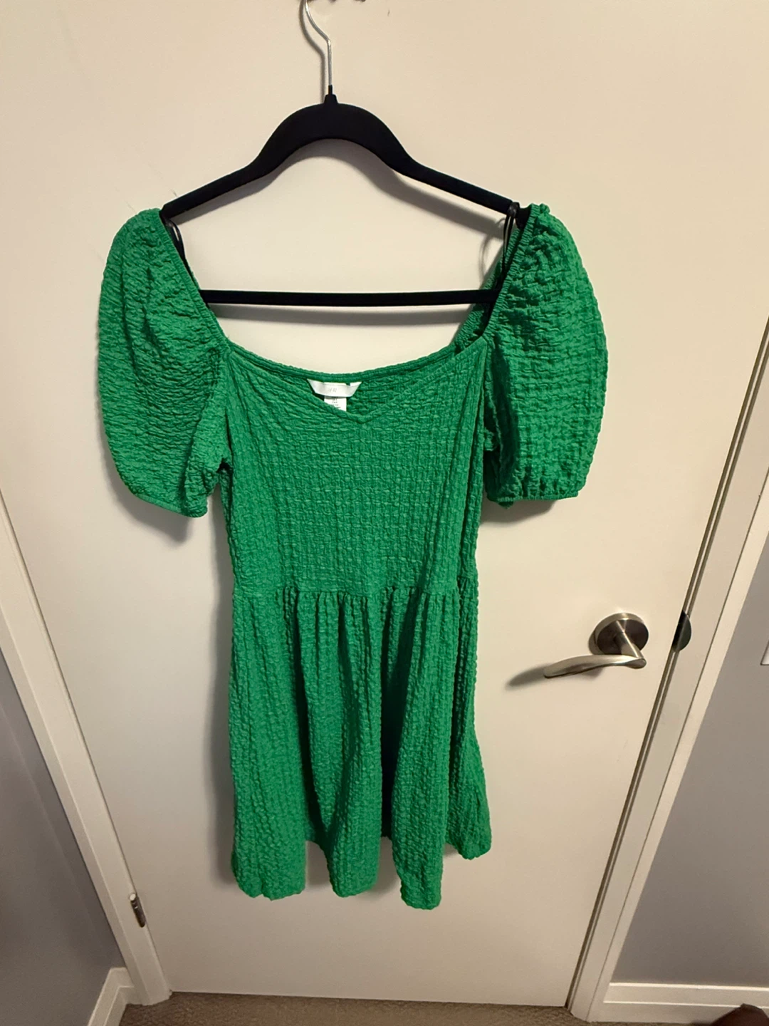 Green Puff Sleeve Dress