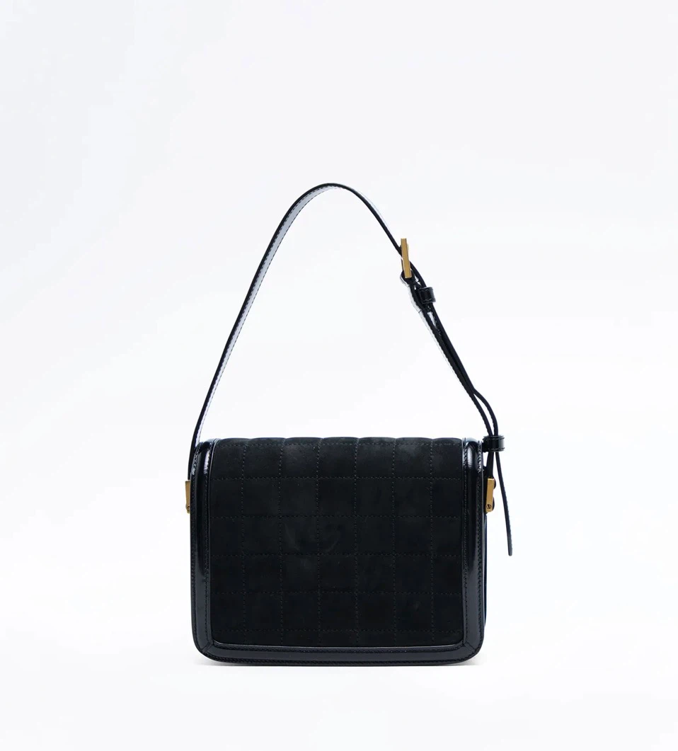Saint Laurent Solferino Leather Black Quilted Suede Shoulder Bag - photo 2