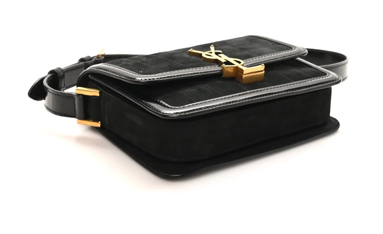 Saint Laurent Solferino Leather Black Quilted Suede Shoulder Bag - photo 4