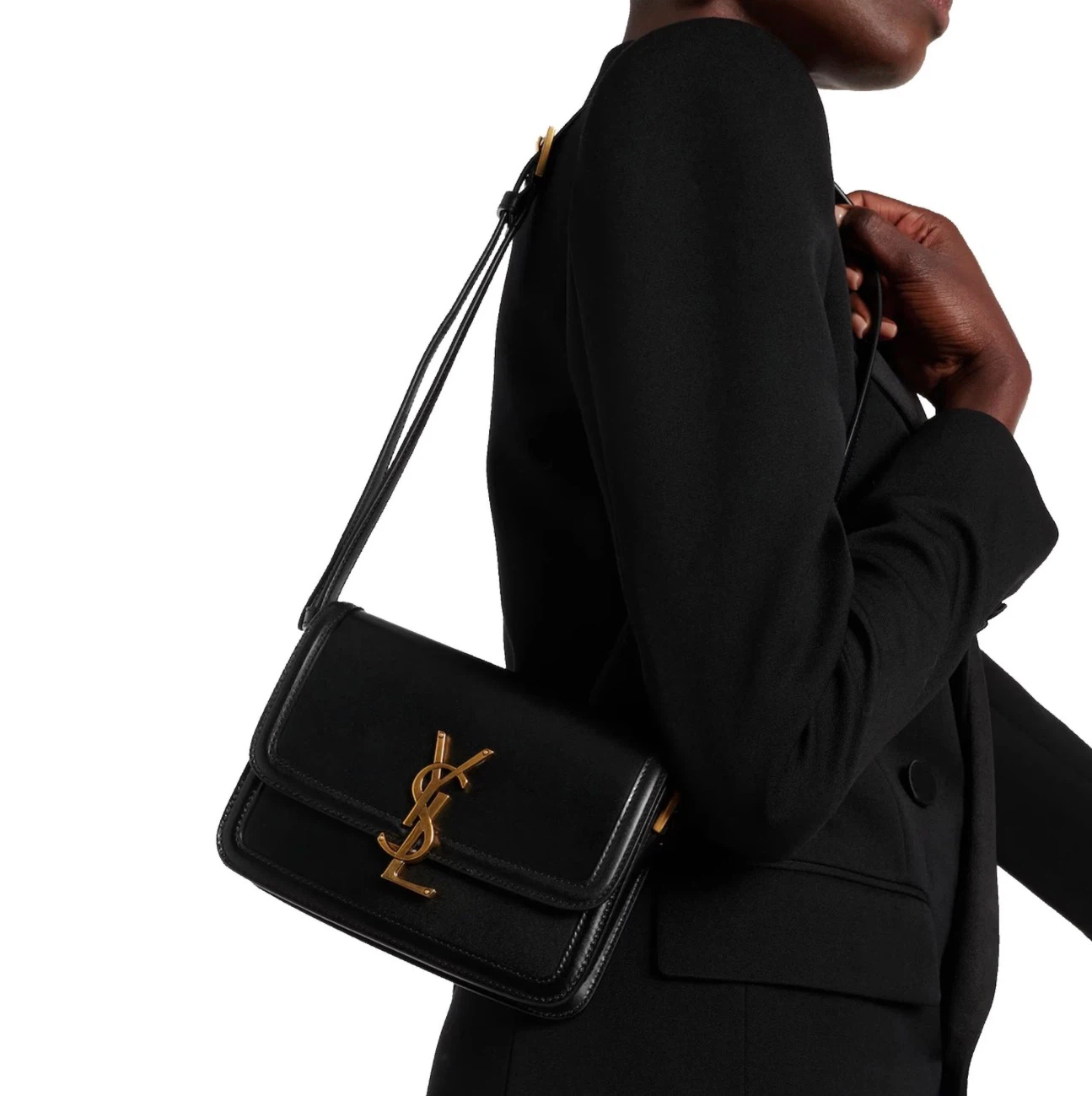 Saint Laurent Solferino Leather Black Quilted Suede Shoulder Bag - photo 5