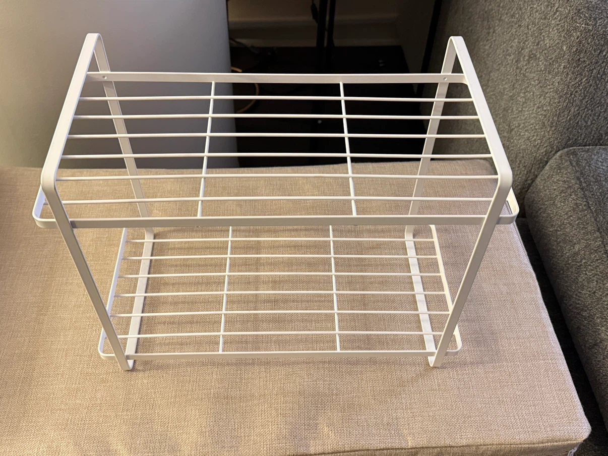White Metal 2-Tier Storage Rack