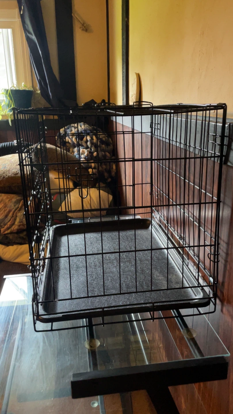 Black Metal cat  Crate with Tray - photo 2