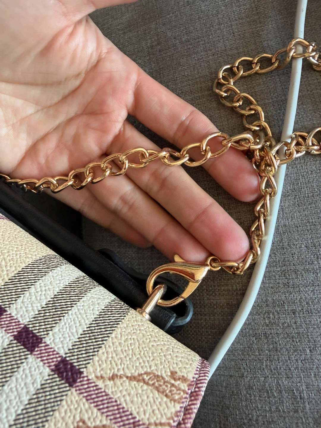 Berry Check Chain Shoulder Bag