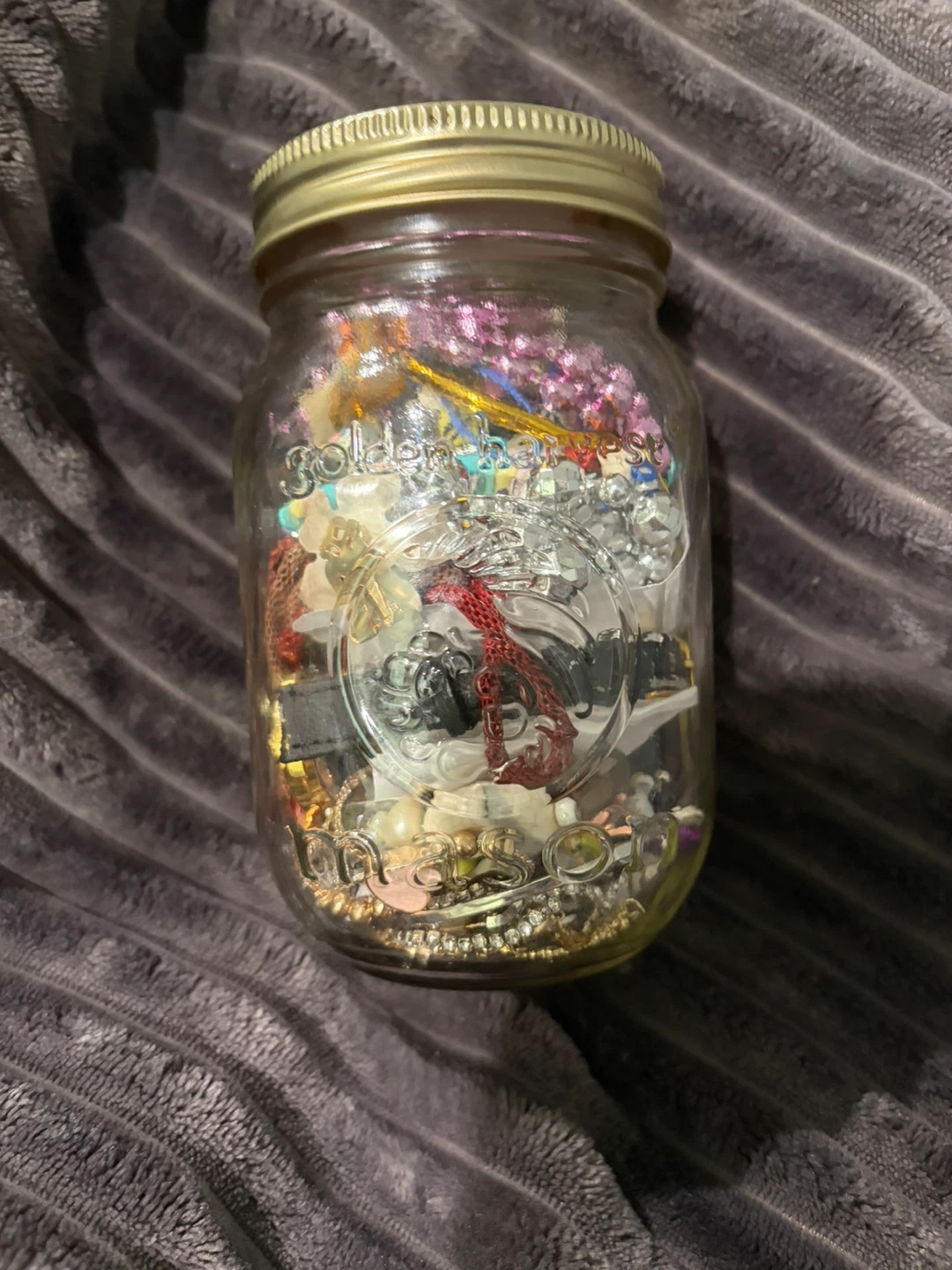 Jar of assorted costume jewellery