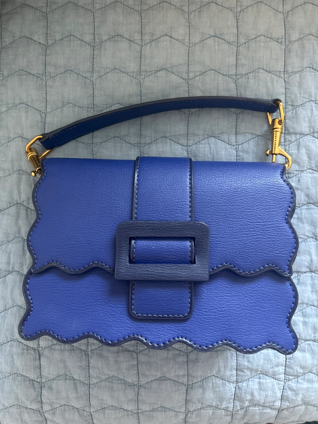 Charles & Keith Blue Scallop Handbag