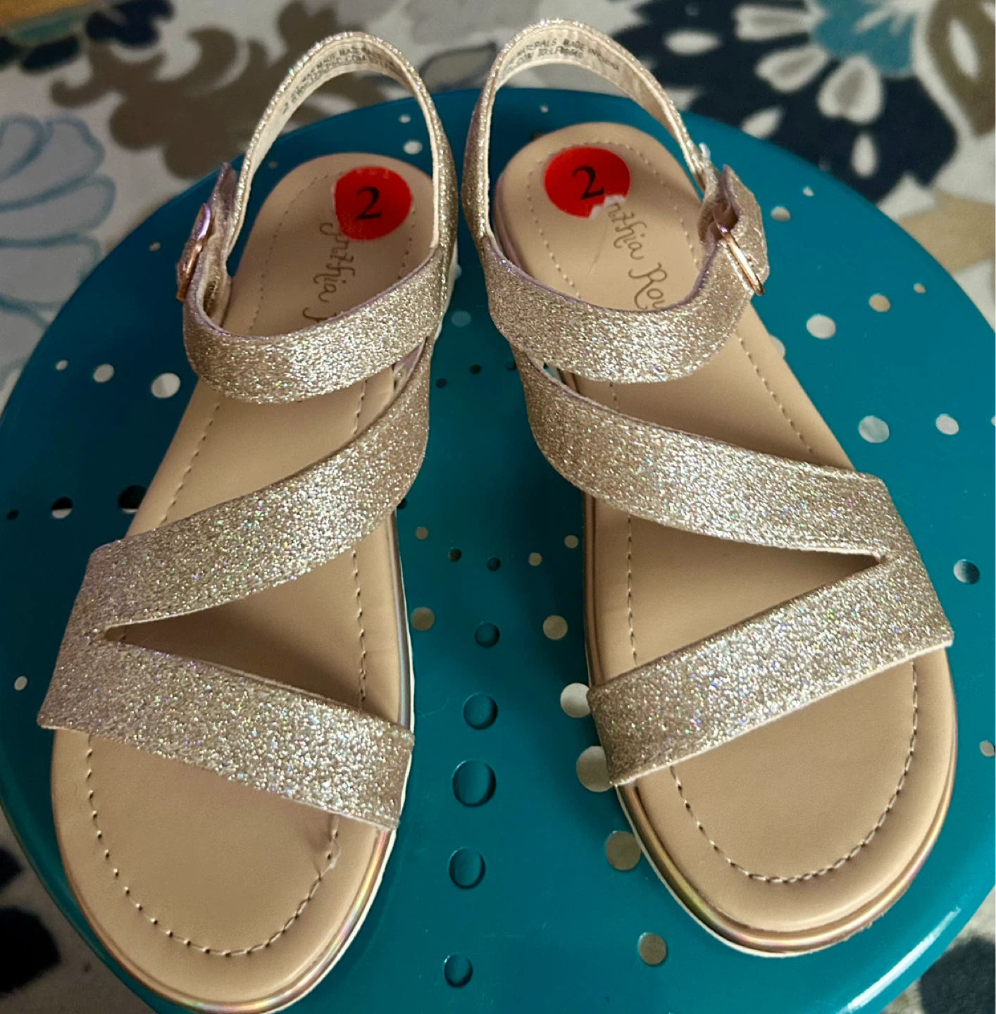 Girls Glitter Sandals Size 2