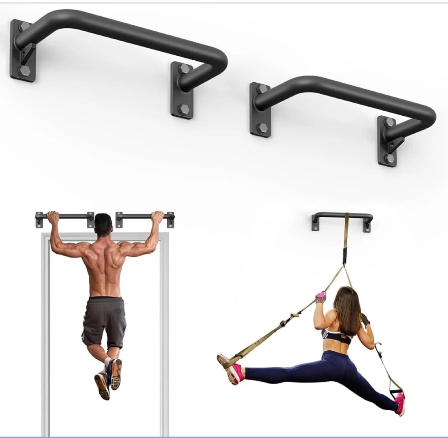 Wall Mounted Pull Up Bar Set of 2