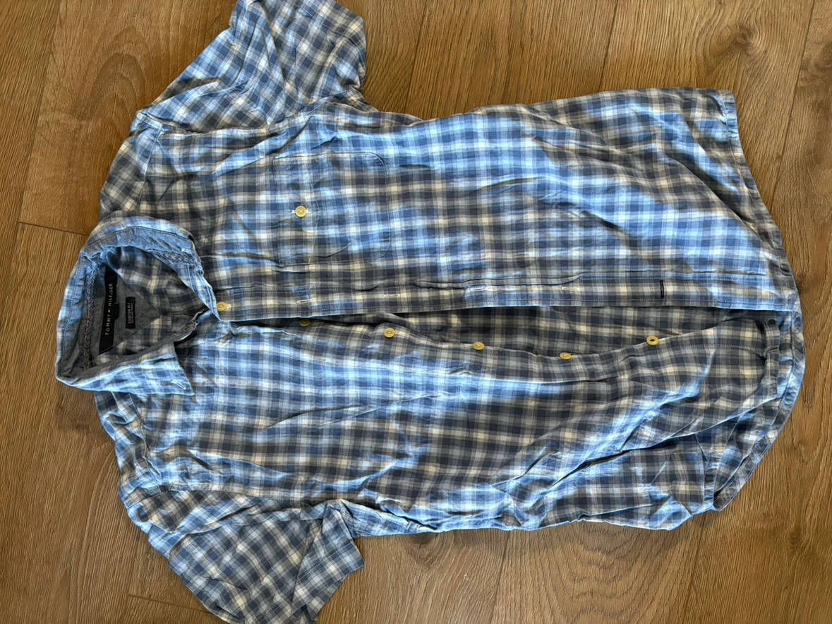 Tommy Hilfiger Blue Plaid Short Sleeve Shirt