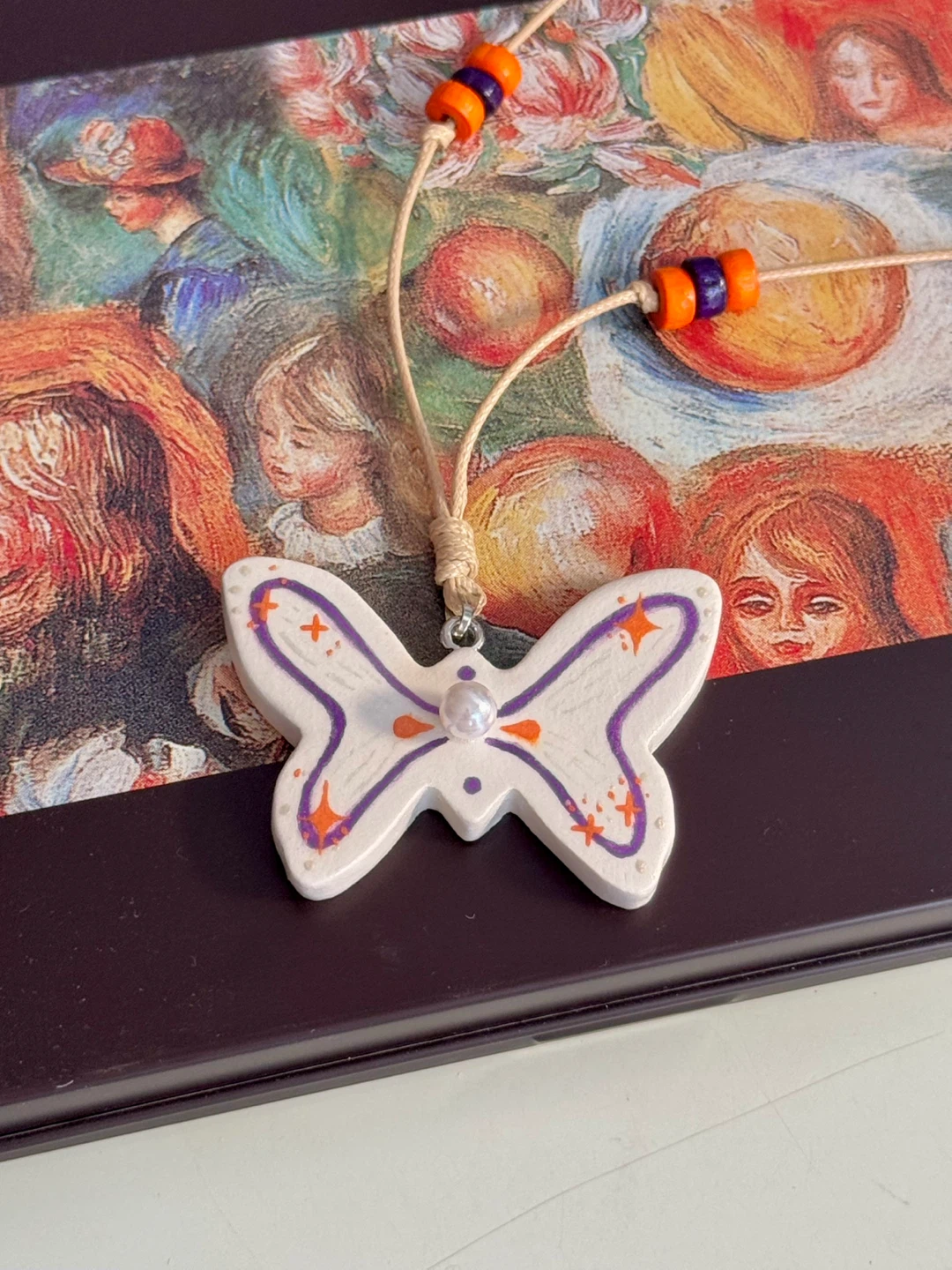 100% handmade clay necklace