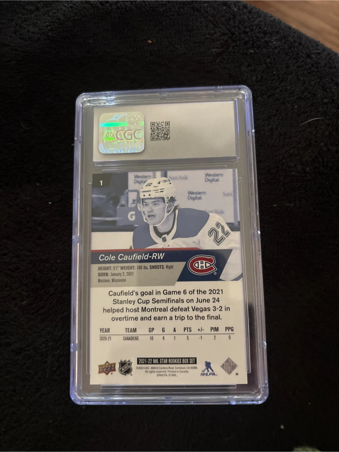 2021-22 Upper Deck Cole Caufield Rookie Card - photo 2