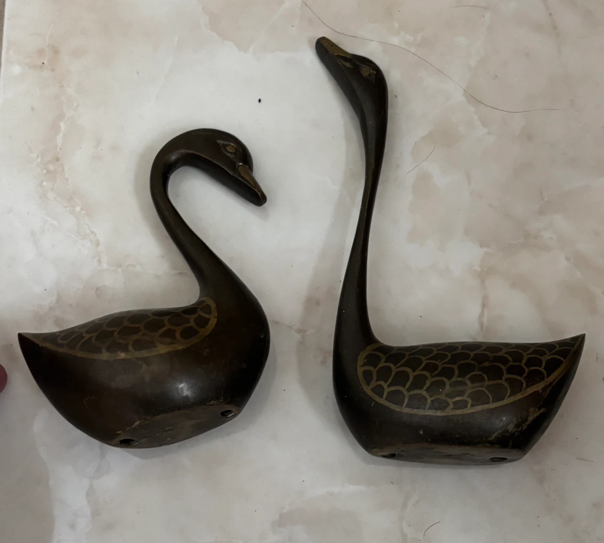 Vintage Brass Swan Figurines - Pair - photo 2