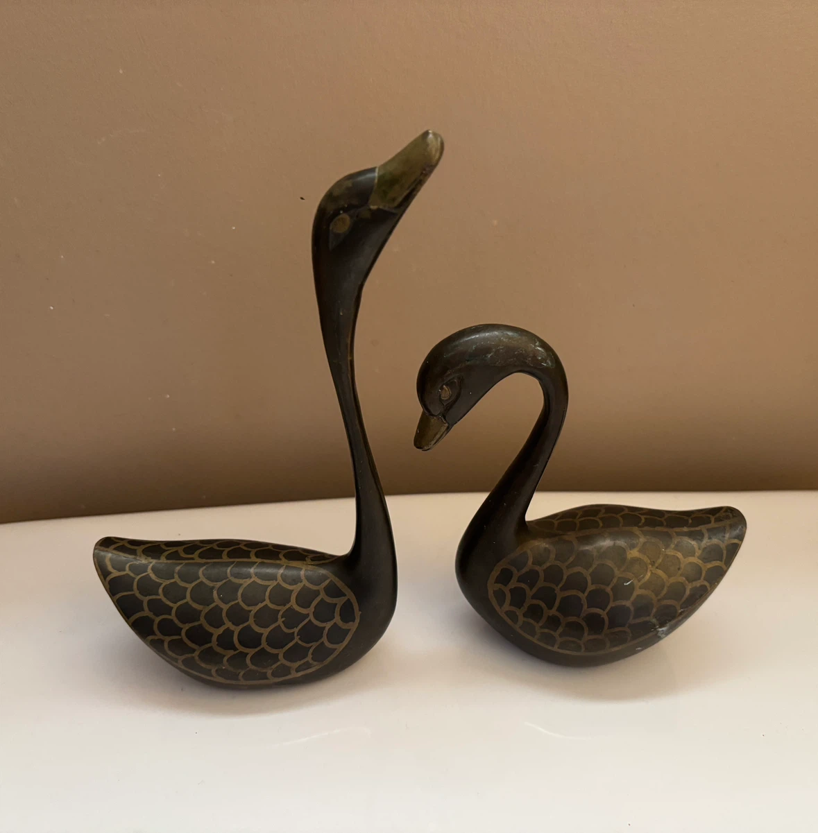 Vintage Brass Swan Figurines - Pair - photo 3