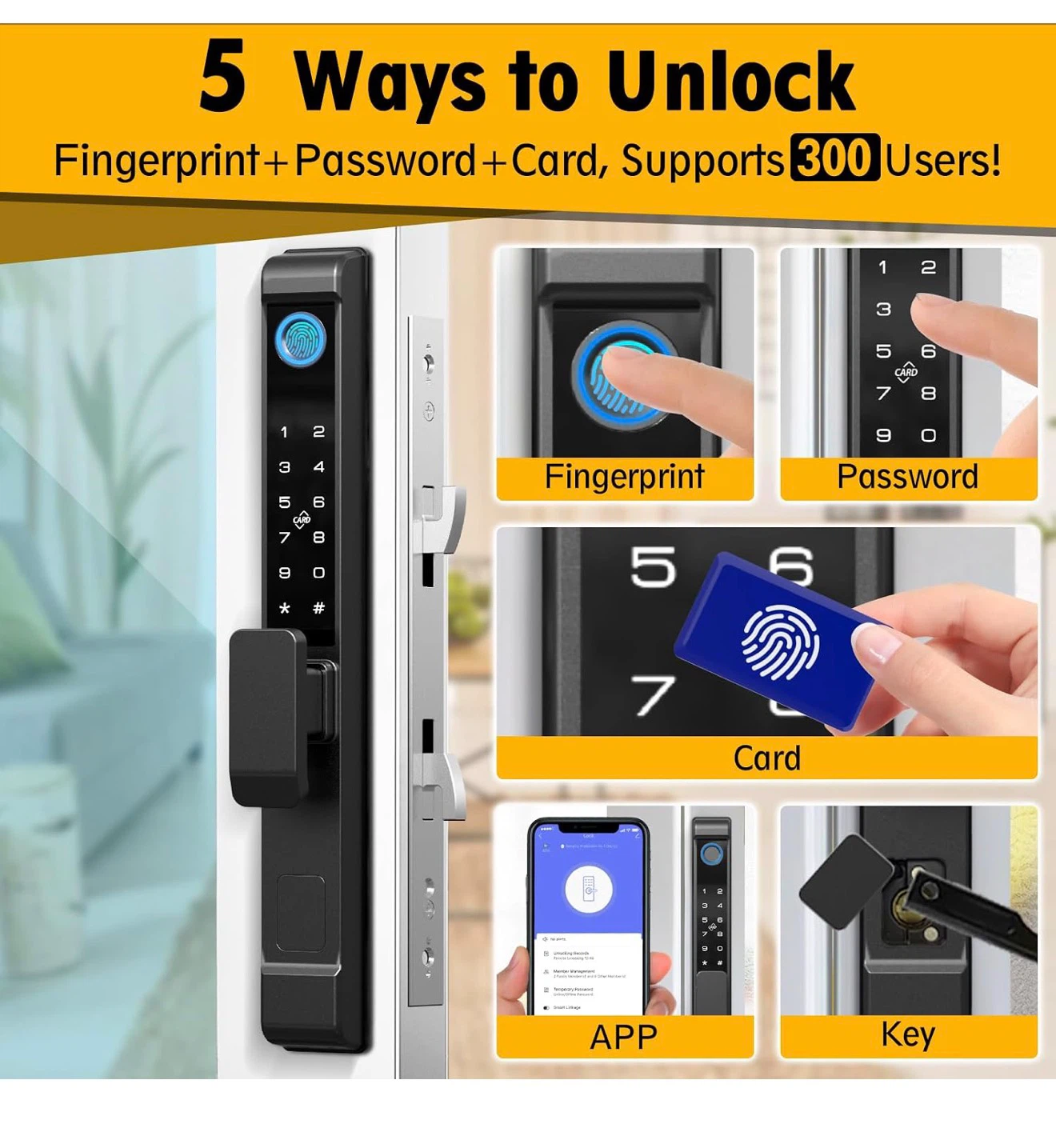 Eseesmart Sliding Door Smart Lock with Fingerprint/Keypad/RFID - photo 2