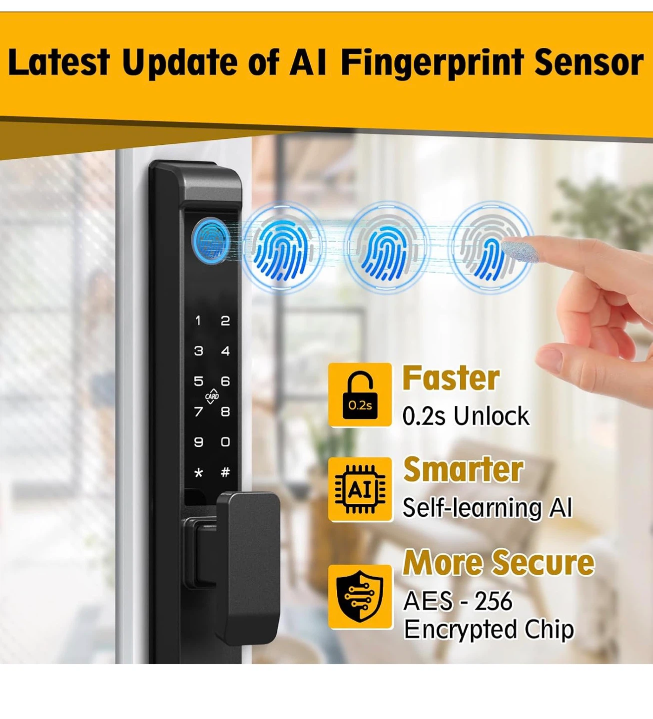 Eseesmart Sliding Door Smart Lock with Fingerprint/Keypad/RFID - photo 3