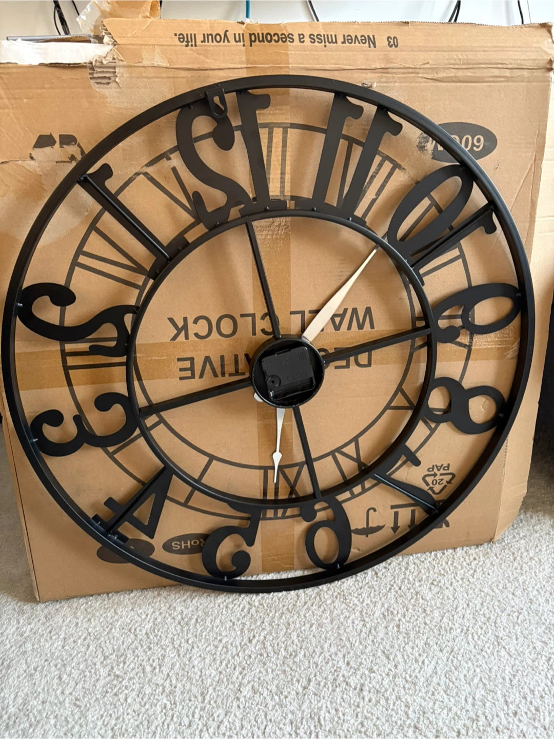 24” Large Black Metal Wall Clock - photo 4
