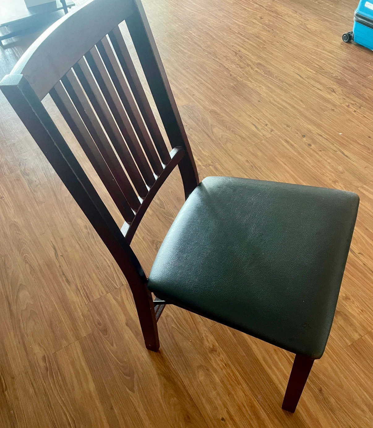 Dark Wood Dining Chair with Padded Seat - photo 2