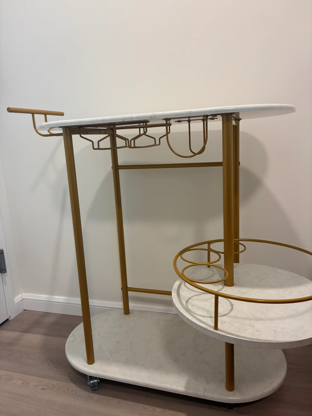 Faux Marble & Gold Rolling Bar Cart - photo 2