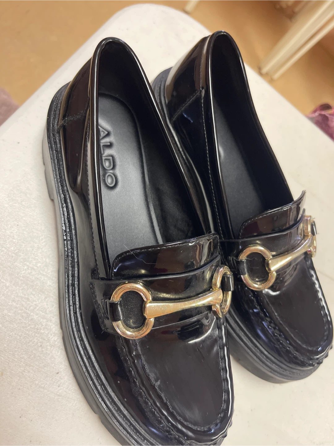 ALDO Black Patent Loafers