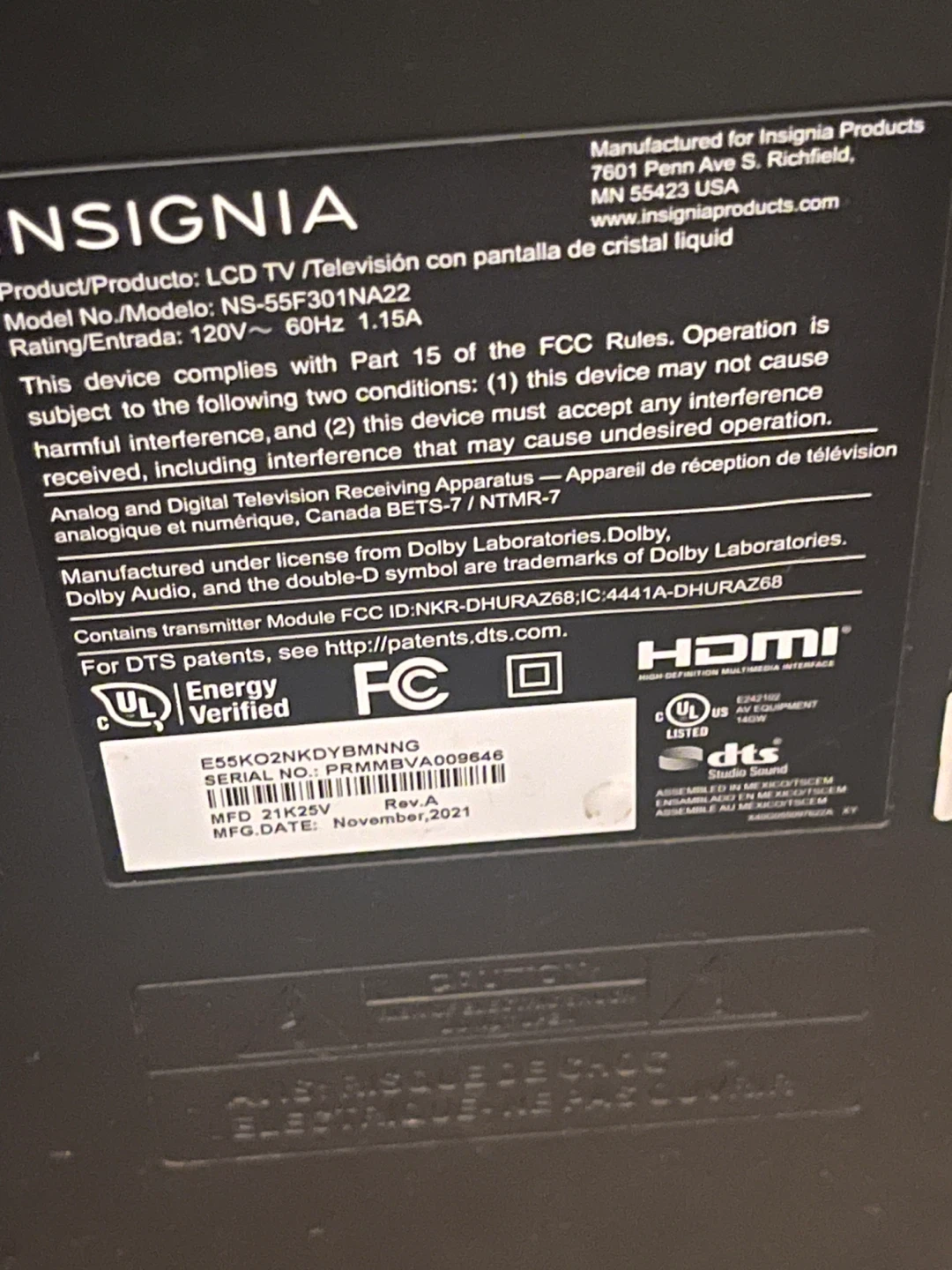 Insignia 55" Class F30 Series 4K UHD "Fire TV" - photo 2