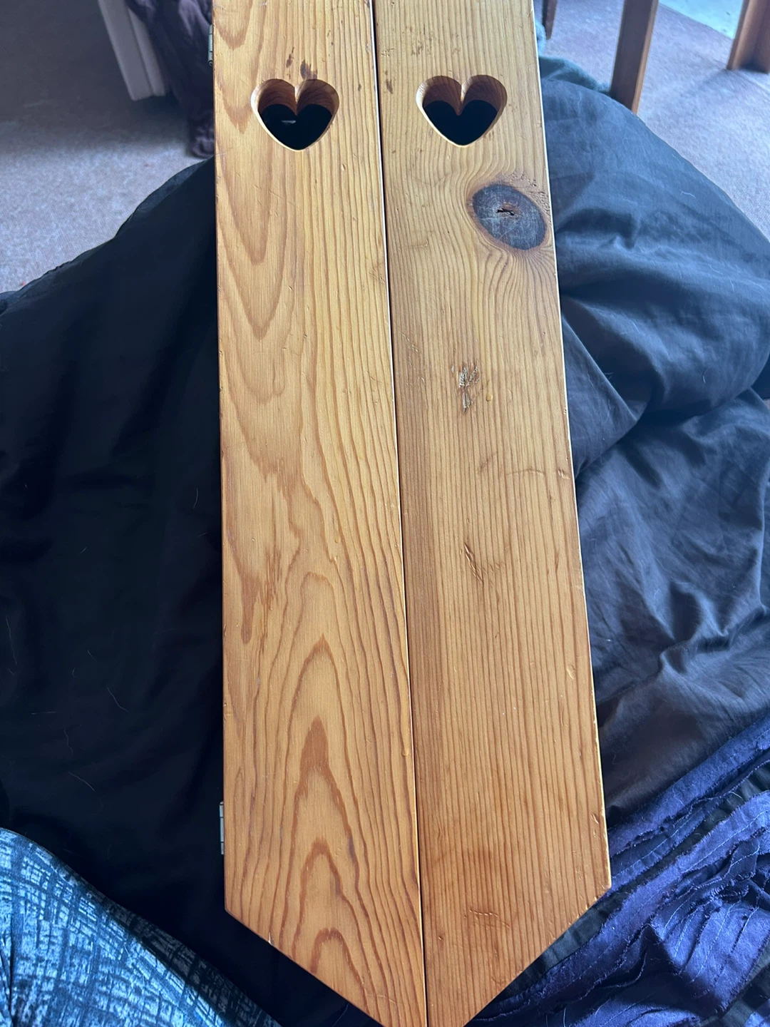 Wooden Wall Shelf with Heart Cutouts