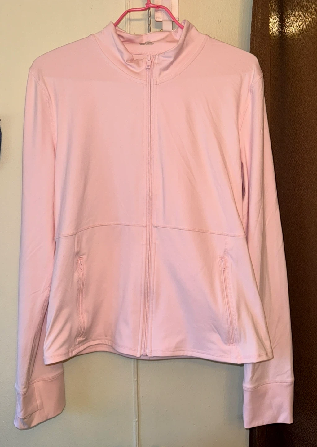 Pink Athletic Zip-Up Jacket and Yoga Pants Set