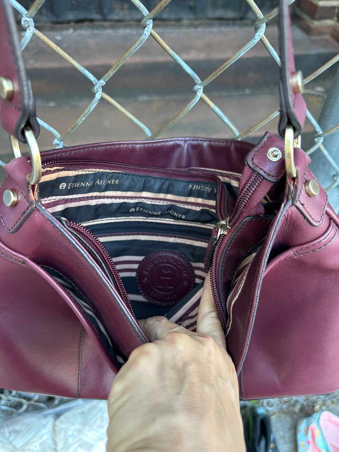 Etienne Aigner Burgundy Leather Shoulder Bag