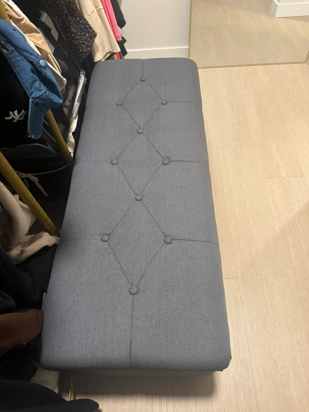 Grey Tufted Storage Bench - photo 2