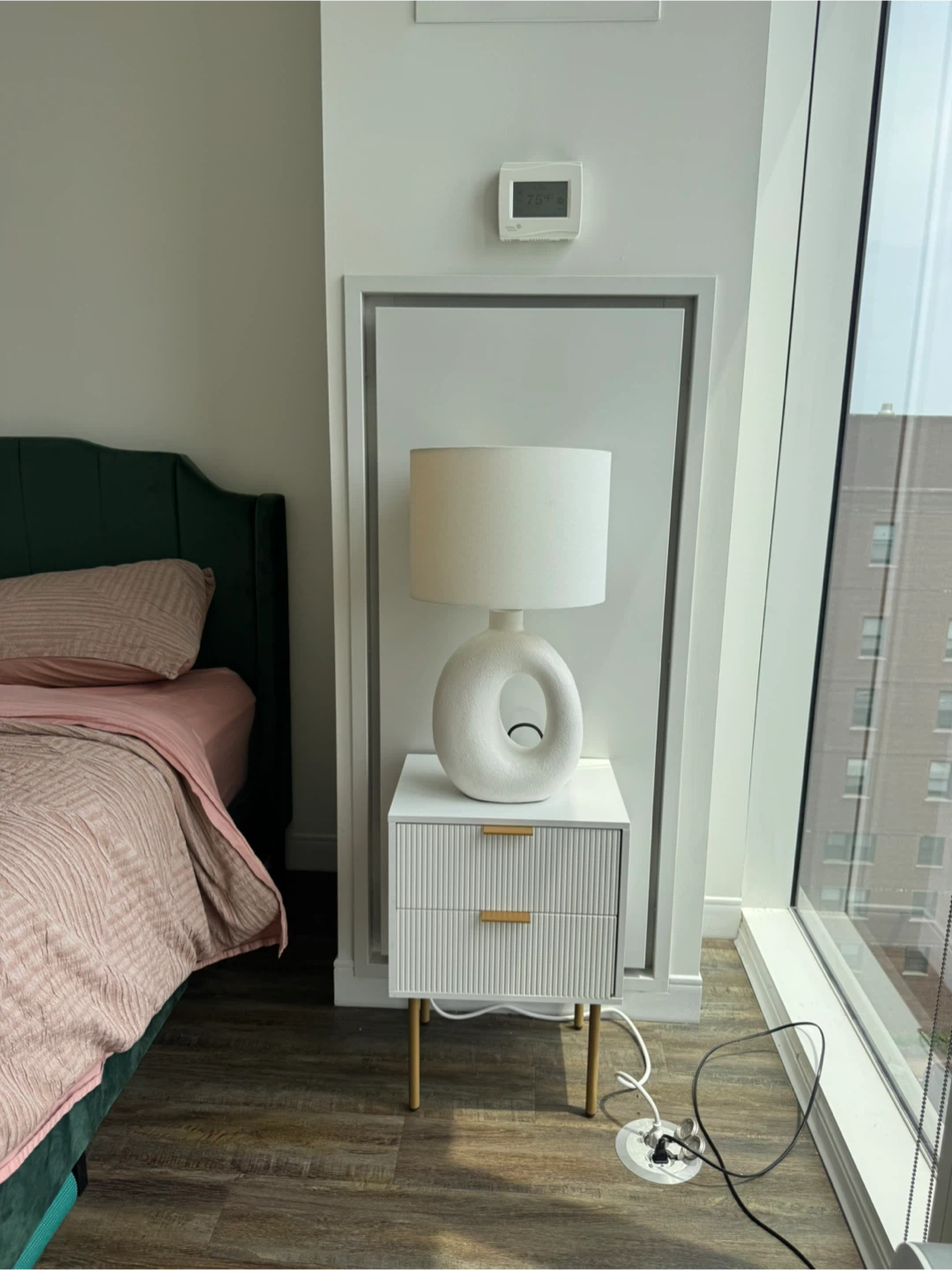 White fluted nightstand