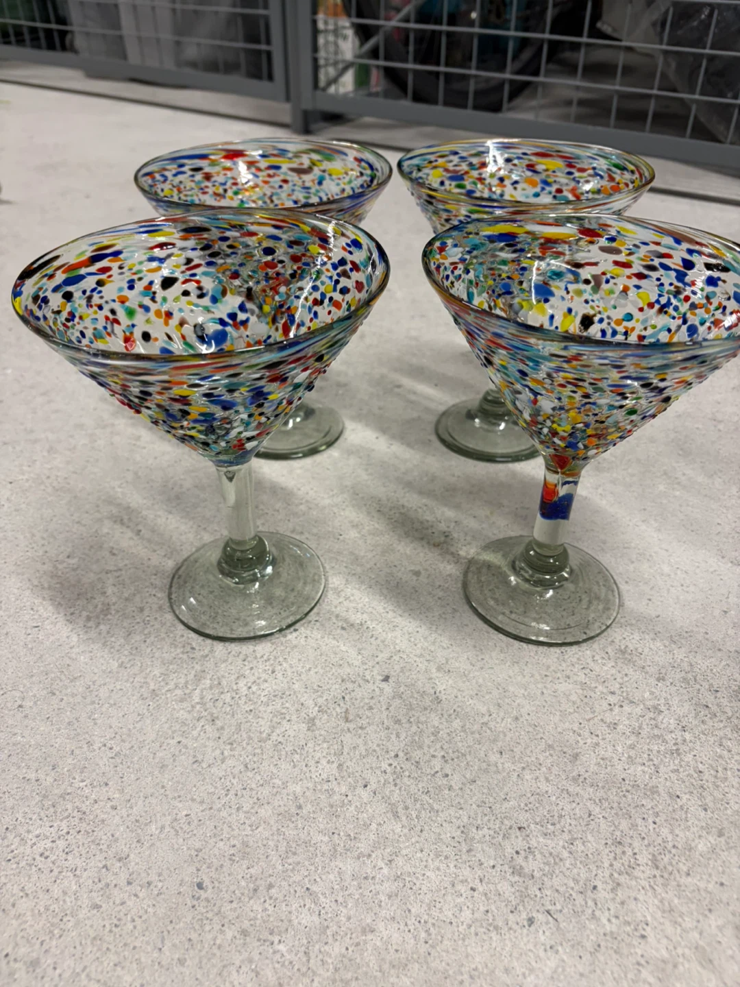 Set of 4 Confetti Blown Glass Martini Glasses