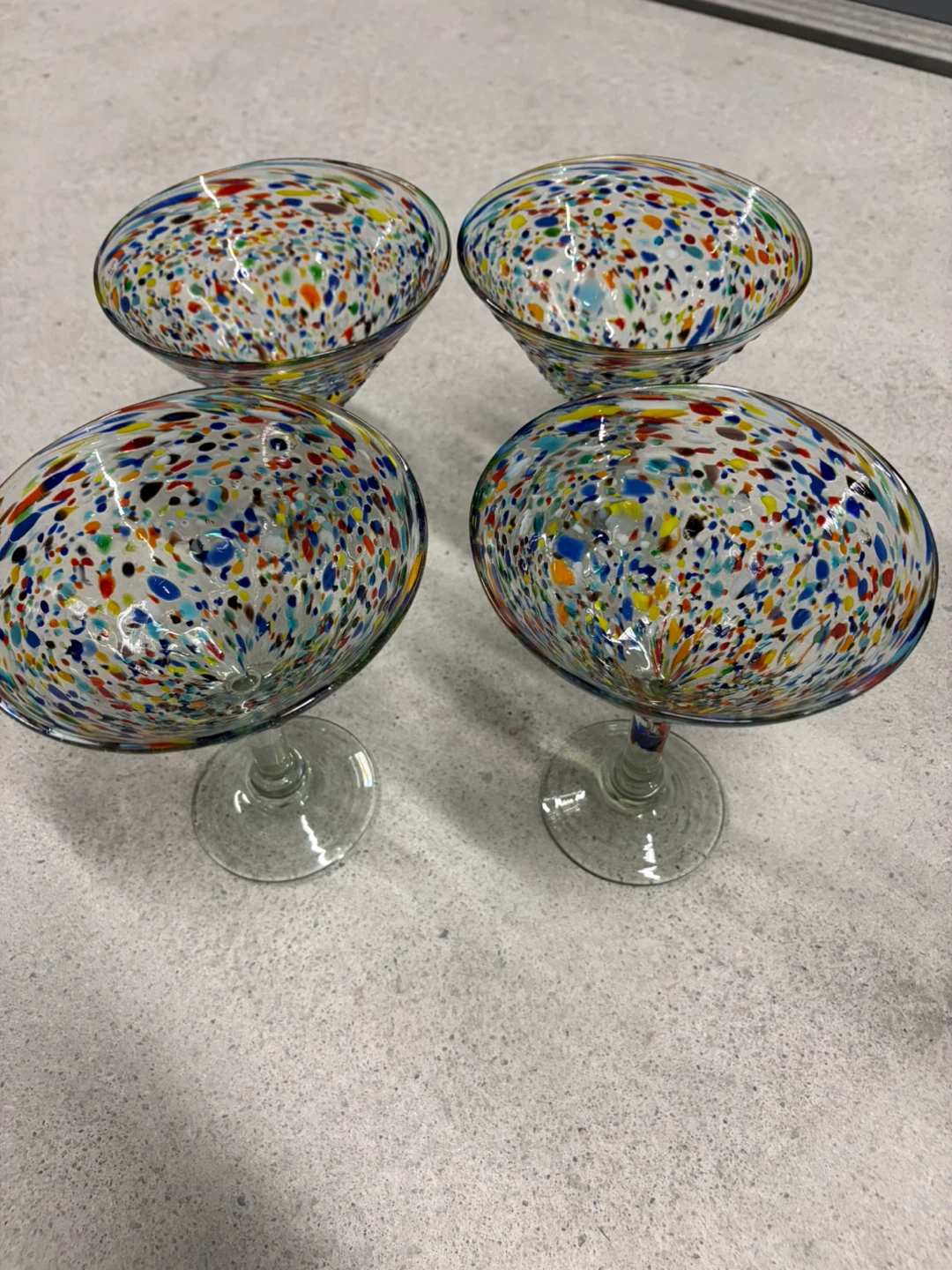 Set of 4 Confetti Blown Glass Martini Glasses - photo 2