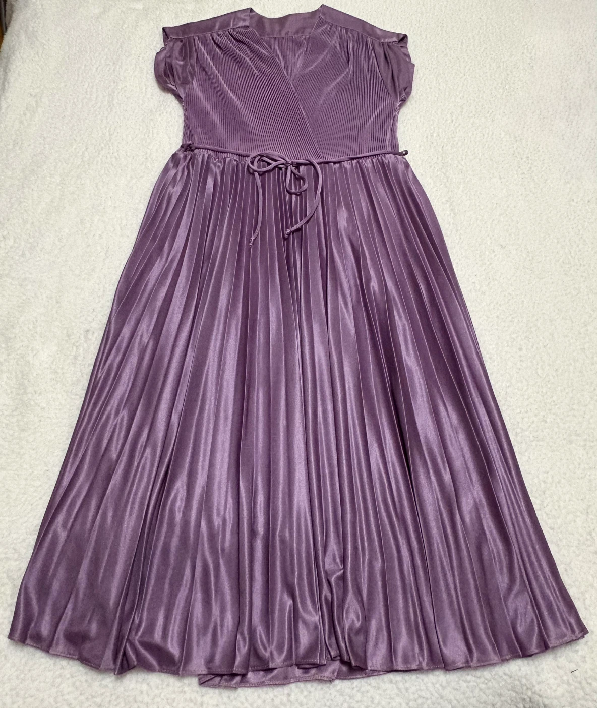 Purple Pleated Midi Dress