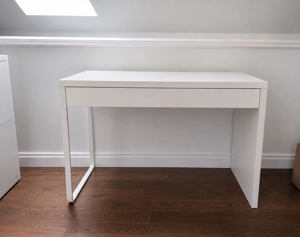 White Desk with Drawer and a chair - photo 2