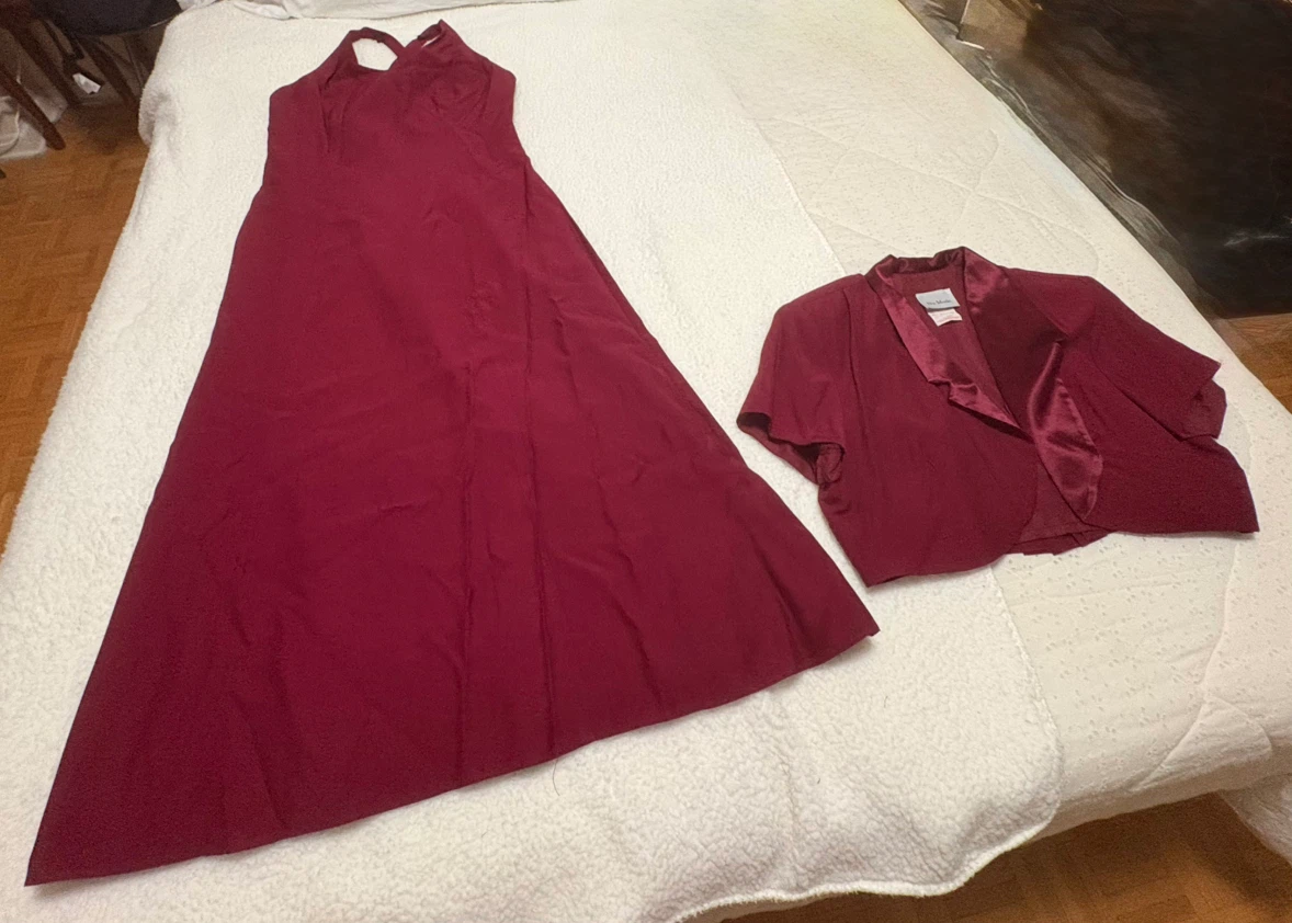 Nu Mode Maroon Dress and Bolero Set