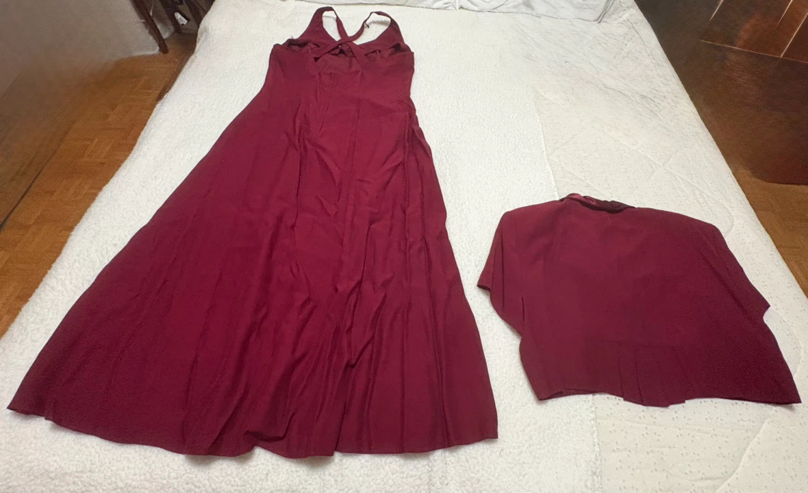Nu Mode Maroon Dress and Bolero Set - photo 2