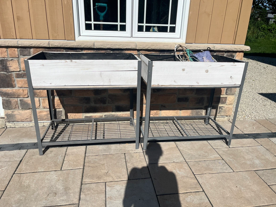 Raised Garden Planter Boxes (2) with Shelves