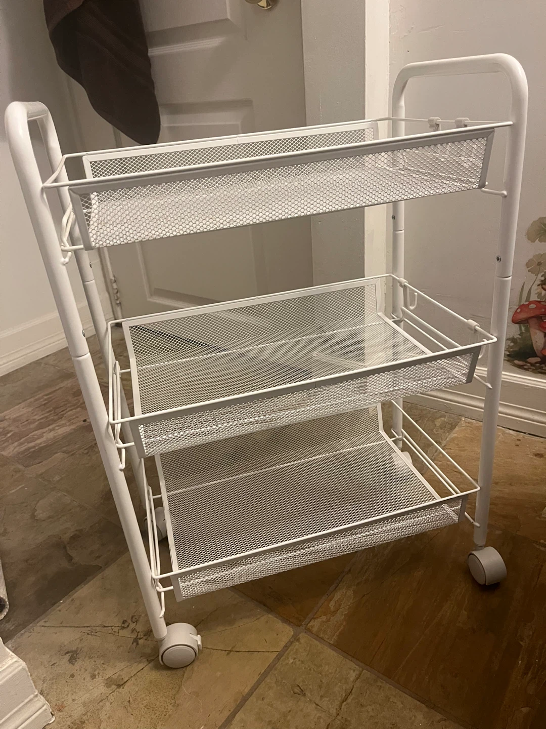 White 3-Tier Rolling Storage Cart