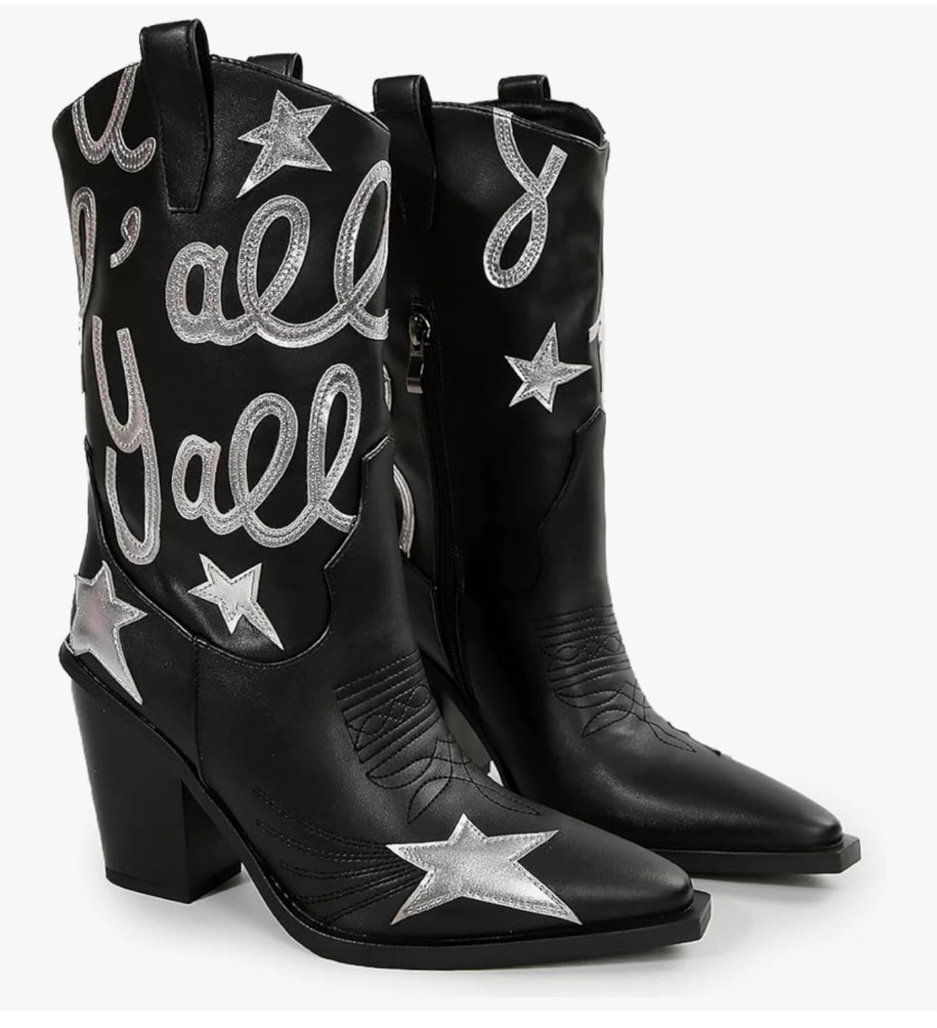 Yall Black Leather Western Boots Size 9 - Same Day Availability