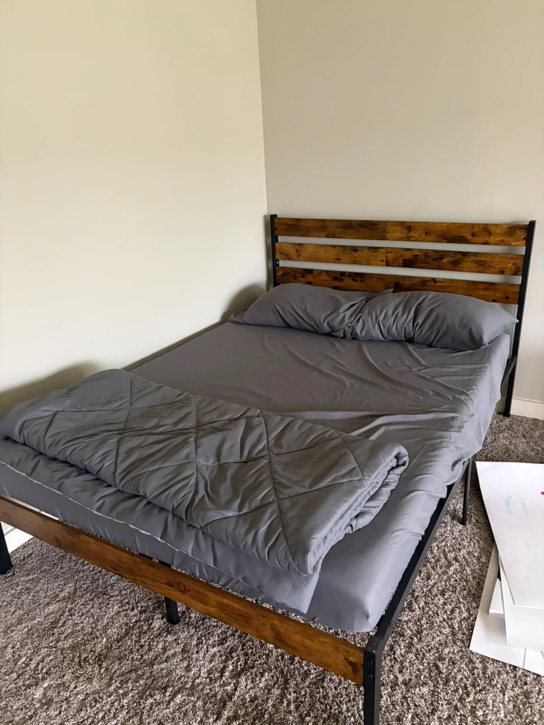Rustic Wood Metal Bed Frame - photo 2