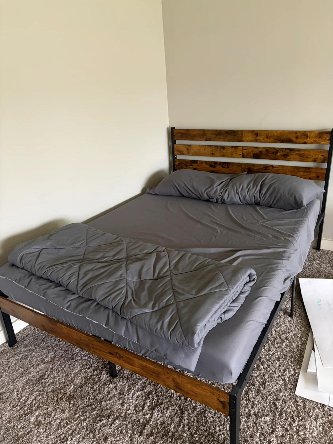 Rustic Wood Metal Bed Frame - photo 3