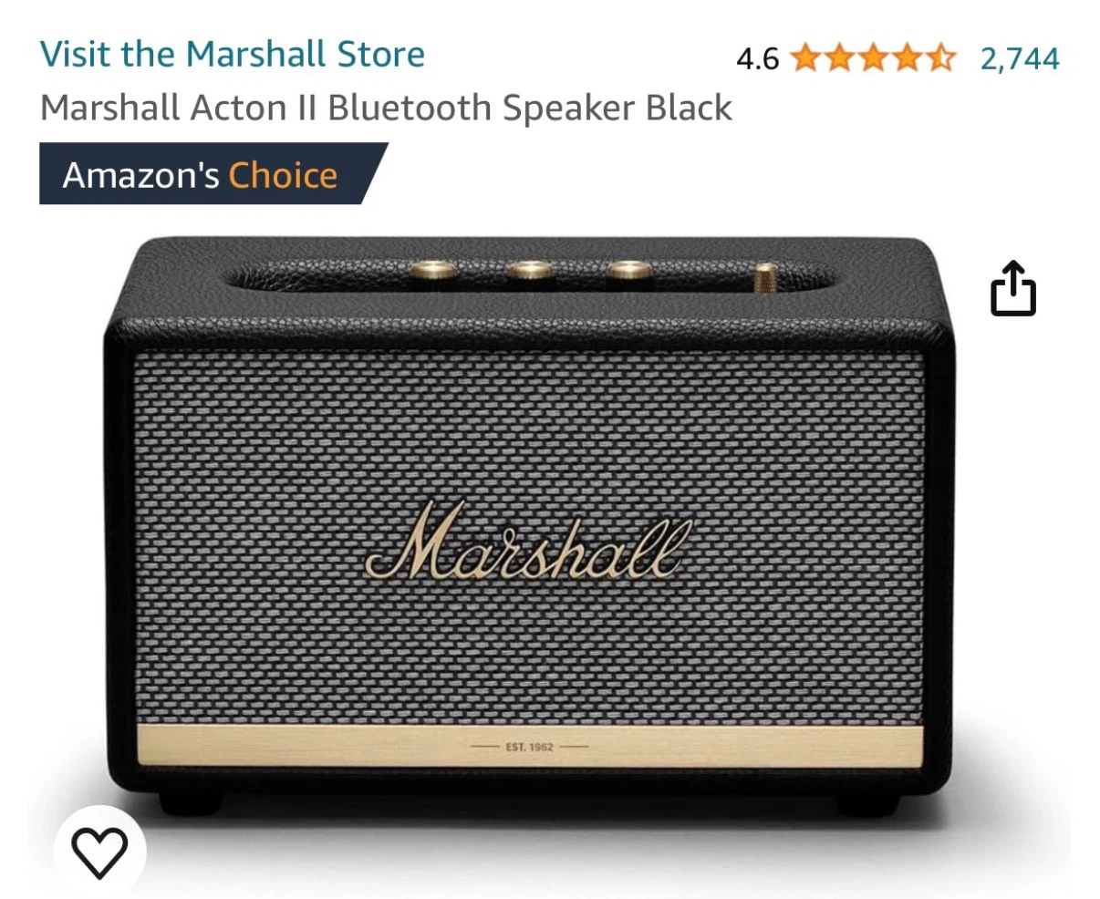 Price Drop‼️Marshall Acton I Bluetooth Speaker (Black)