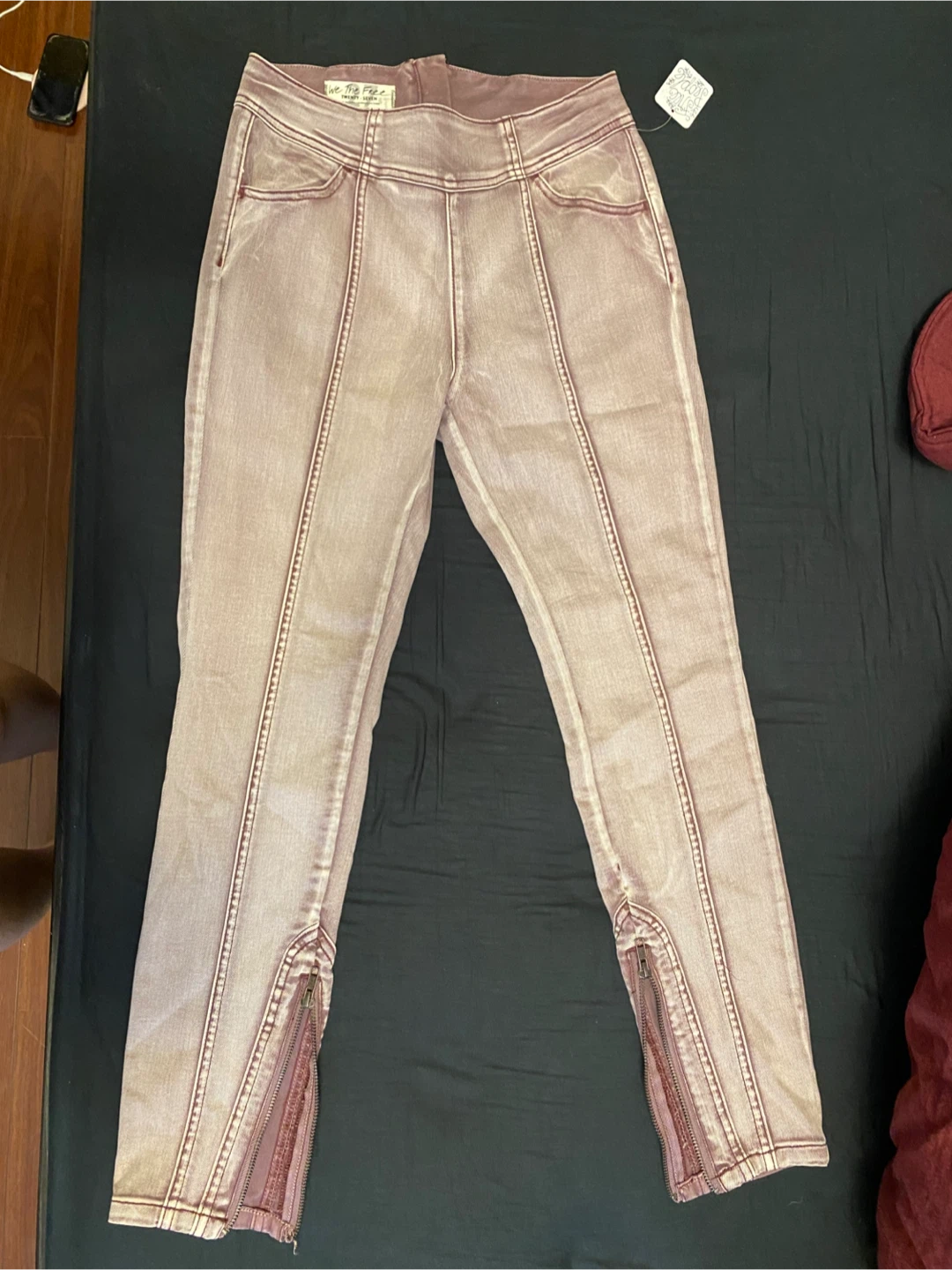 New Free people pale pink-purple jeans with zip detailing