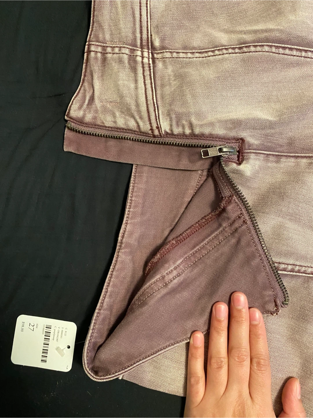 New Free people pale pink-purple jeans with zip detailing - photo 3